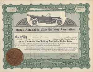 August 12 1915 J Oram Auto Club stock