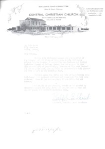 Oram 1951 Central Christian Church Letters 1