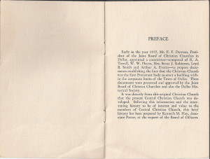 Oram A History of Central Christian Church, Dallas TX 1863-1938 Preface Page
